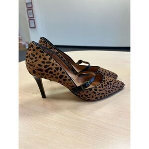 Halogen Real Pony Hair Leopard Print D’Orsay Strappy Pump sz 7 Mob Wife Chic